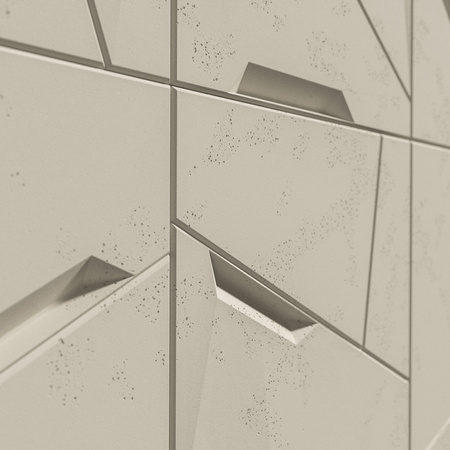 Płyta betonowa na ścianę 3D PB18B 1200x600x38, kość słoniowa KS; wzór B, beton architektoniczny