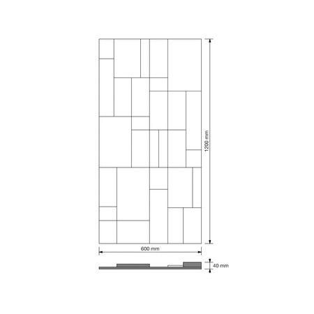 Płyta betonowa na ścianę 3D PB11 1200x600x40, antracytowy B08, wzór A, beton architektoniczny