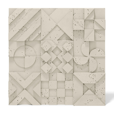 Płyta betonowa na ścianę 3D PB12B 600x600x40, kość słoniowa KS; wzór B, beton architektoniczny