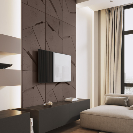 Płyta betonowa na ścianę 3D PB18 1200x600x38, czekoladowy CL02, beton architektoniczny