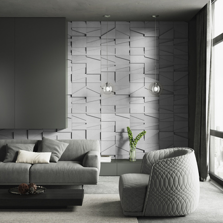 Płyta betonowa na ścianę 3D PB09 1200x600x45, jasnoszary S50, beton architektoniczny