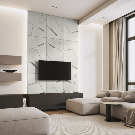 Płyta betonowa na ścianę 3D PB18 1200x600x38, biały B0, beton architektoniczny