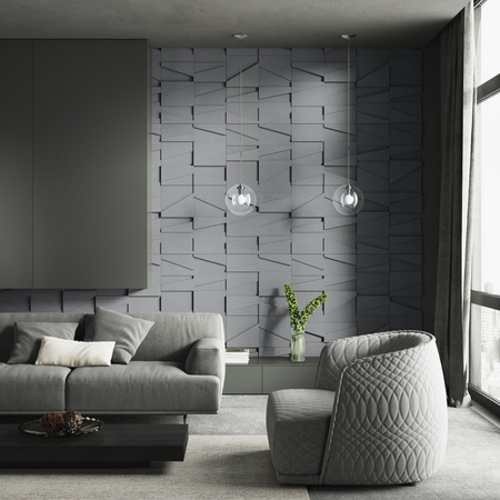 Płyta betonowa na ścianę 3D PB09 1200x600x45, szary S96, beton architektoniczny
