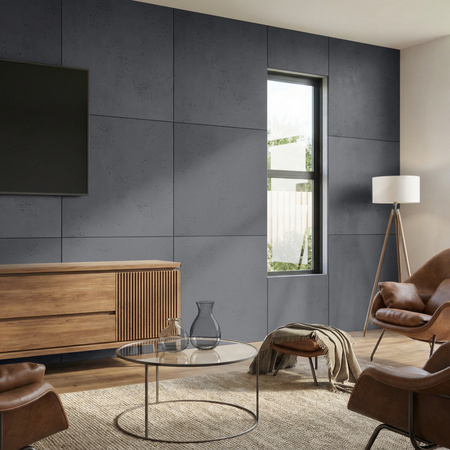 Płyta betonowa na ścianę 2D PA03 600x600x10, czarny B15, beton architektoniczny