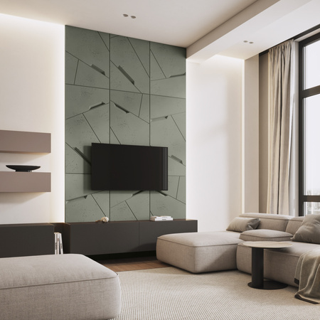 Płyta betonowa na ścianę 3D PB18 1200x600x38, zgaszona zieleń CL09, beton architektoniczny