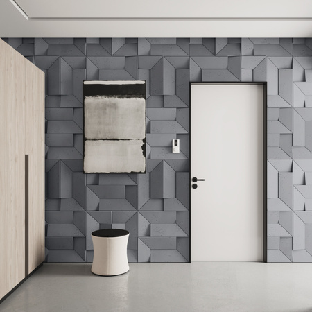 Płyta betonowa na ścianę 3D PB26A 600x600x45, szary S96, wzór A, beton architektoniczny