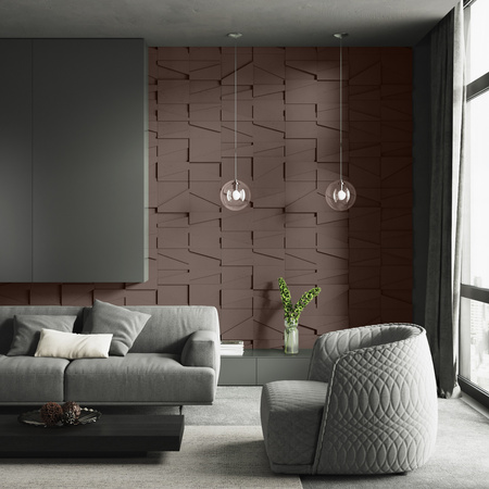 Płyta betonowa na ścianę 3D PB09 1200x600x45, czekoladowy CL02, beton architektoniczny
