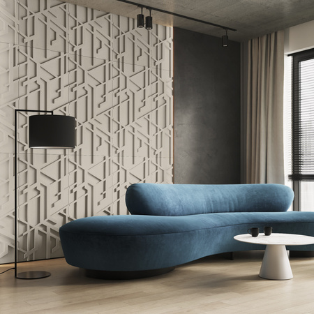 Płyta betonowa na ścianę 3D PB27 1200x600x35, kość słoniowa KS, beton architektoniczny