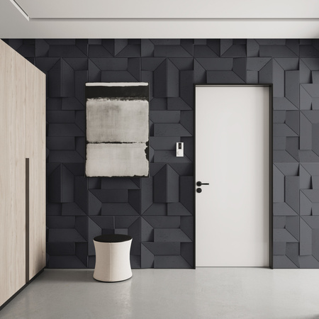 Płyta betonowa na ścianę 3D PB26A 600x600x45, czarny B15, wzór A, beton architektoniczny