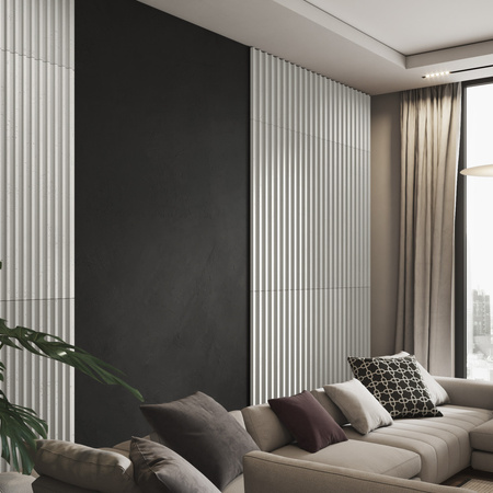 Płyta betonowa na ścianę 3D PB39 1350x490x30, zgaszona biel B0, beton architektoniczny