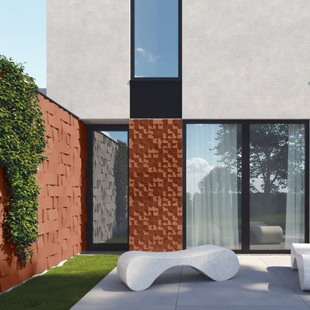 Płyta betonowa na ścianę 3D PB15 600x600x40, terakota CL01, beton architektoniczny