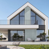 Płyta betonowa na ścianę 3D PB38 1350x480x30, jasny błękit CL06, beton architektoniczny