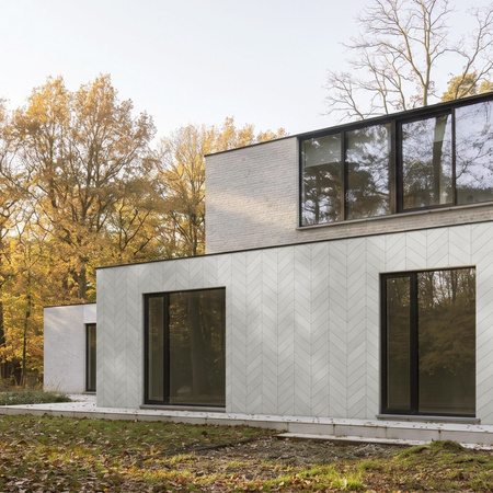 Płyta betonowa na ścianę 3D PB35 455x120x20, zgaszona biel B0, lewy, beton architektoniczny