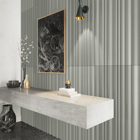 Płyta betonowa na ścianę 3D PB58 1350x560x34, zgaszona zieleń CL09, beton architektoniczny