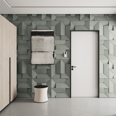 Płyta betonowa na ścianę 3D PB26A 600x600x45, zgaszona zieleń CL09; wzór A, beton architektoniczny