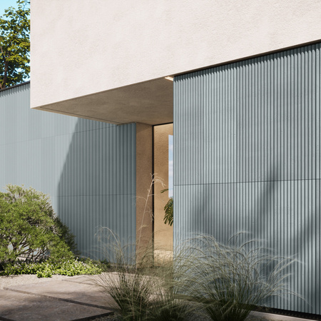 Płyta betonowa na ścianę 3D PB61 1350x500x37, jasny błękit CL06, beton architektoniczny