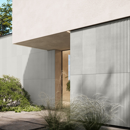 Płyta betonowa na ścianę 3D PB61 1350x500x37, zgaszona biel B0, beton architektoniczny