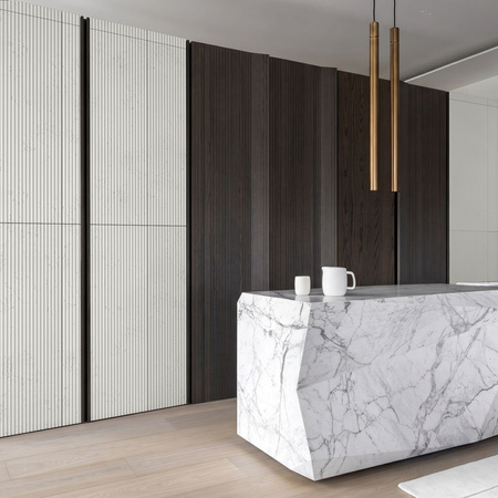 Płyta betonowa na ścianę 3D PB37 1350x600x12, zgaszona biel B0, beton architektoniczny