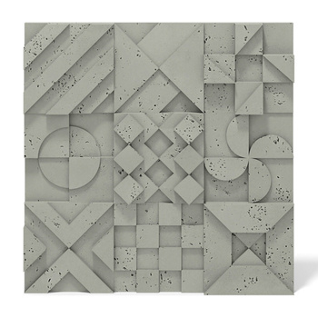 Płyta betonowa na ścianę 3D PB12B 600x600x40, zgaszona zieleń CL09; wzór B, beton architektoniczny