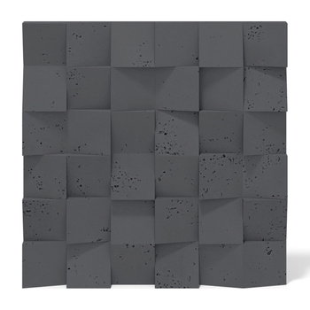 Płyta betonowa na ścianę 3D PB16 600x600x40, czarny B15, beton architektoniczny
