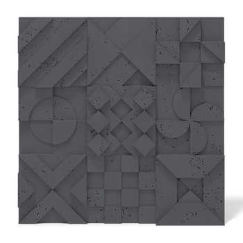 Płyta betonowa na ścianę 3D PB12B 600x600x40, czarny B15; wzór B, beton architektoniczny