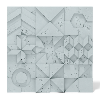 Płyta betonowa na ścianę 3D PB12 600x600x40, jasny błękit CL06, beton architektoniczny