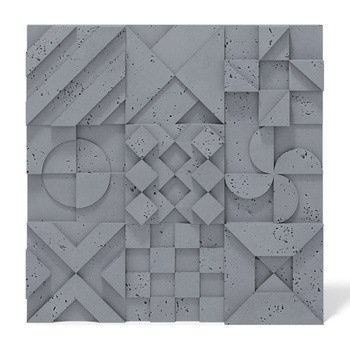 Płyta betonowa na ścianę 3D PB12B 600x600x40, antracytowy B08; wzór B, beton architektoniczny