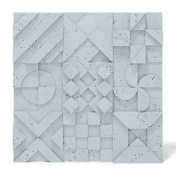 Płyta betonowa na ścianę 3D PB12B 600x600x40, jasny błękit CL06; wzór B, beton architektoniczny